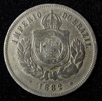 BRAZIL Pedro II Copper-Nickel 1882 200 Reis 32 mm KM# 478 (27 811)