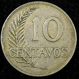 PERU Copper-Nickel 1918 10 Centavos 1st Year Type KM# 214.1 (25 023)