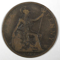 Great Britain George V Bronze 1919 1 Penny KM# 810  (28 195)