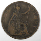 Great Britain George V Bronze 1919 1 Penny KM# 810  (28 195)