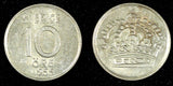 SWEDEN SILVER Gustaf VI 1955 10 ORE High Grade KM#823 (28 159)