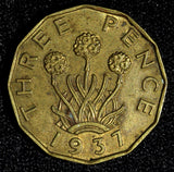 Great Britain George VI 1937 3 Pence 1st Year Type KM# 849 (26 627)