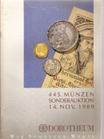 DOROTHEUM AUCTION CATALOG # 445 1989 ANCIENT AND WORLD COINS  ORDERS and MEDALS