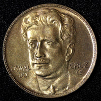 Brazil Oswaldo Cruz Copper-Nickel 1937 400 Reis High Grade Nice KM# 539 (28 058)