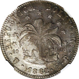 Bolivia Silver 1862 PTS FP 8 Soles Simon Bolivar NGC AU DETAILS KM# 138.6 (045)