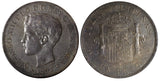 Philippines Alfonso XIII Silver 1897 Peso aUNC Nice Toned KM# 154 (28 103)