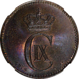 DENMARK Christian IX 1874 CS 2 Ore NGC MS65 BN 1st Year For Type KM# 793.1 (08)