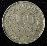 BRAZIL Pedro II  1885 100 Reis Rio de Janeiro Last Year Type VF KM# 477 (28 359)