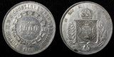 BRAZIL Pedro II Silver 1863 1000 Reis Rio de Janeiro Mint KM# 465 (27 460)