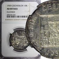 Czechoslovakia Silver 1930 10 Korun 30 mm NGC AU DETAILS KM# 15 (043)