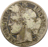 FRANCE Silver 1851 A 1 Franc Mintage-638.000 Paris Mint SCARCE KM# 759.1 (924)