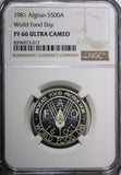 Afghanistan Silver PROOF 1981 500 Afghanis NGC PF66 ULTRA CAMEO KM# 1002 (17)