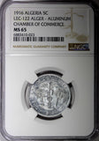 ALGERIA 1916 5 Centimes Chamber of Commerce NGC MS65 KM# TnA1  (23)