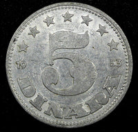 Yugoslavia Aluminum 1953 5 Dinara 1 Year Type 	24.6 mm KM# 32 (24 542)