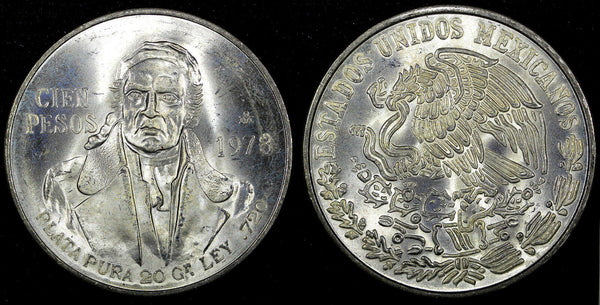 Mexico ESTADOS UNIDOS MEXICANOS Silver 1978 Mo 100 Pesos UNC 39mm KM# 483.2 (14)