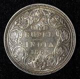 India-British Victoria Silver 1862 Rupee XF Condition .Toned   KM# 473 (27 568)