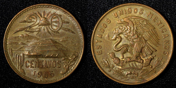 MEXICO  Bronze 1965 Mo 20 Centavos KM# 440 (27 538)