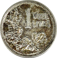 LITHUANIA Silver 1925 1 Litas Toning KM# 76 (25 118)