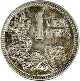 LITHUANIA Silver 1925 1 Litas Toning KM# 76 (25 118)