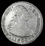 PERU Charles IV Silver 1800 LIMAE IJ 2 Reales 27mm KM# 95 (26 914)