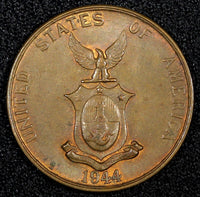 Philippines U.S. Administration Bronze 1944 S 1 Centavo San Francisco KM# 179(2)