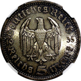 Germany-Third Reich Silver 1935 A 5 Reichsmark NGC MS64 Hindenburg KM# 86 (031)