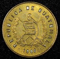 Guatemala Bartolome de las Casas Brass 1988 1 Centavo KM# 275.3  (24 622)