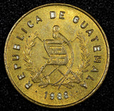 Guatemala Bartolome de las Casas Brass 1988 1 Centavo KM# 275.3  (24 622)