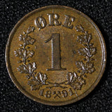 NORWAY Oscar II Bronze 1899 1 ORE Norwegian Lion UNC KM# 352 (30 091)