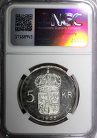 SWEDEN Gustaf VI Silver 1955 TS 5 Kronor 34 mm NGC MS65 TOP GRADED KM# 829 (018)