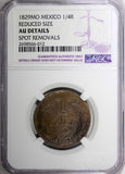 MEXICO Copper 1829 Mo 1/4 Real Federal NGC AU DETAILS 1st Date Type RARE KM# 358