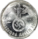 Germany-Third Reich Silver 1939 A 2 Reichs Mark NGC MS63 Hindenburg KM# 93 (022)