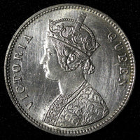 India-British Victoria Silver 1862 (B) Rupee Better Date aUNC KM# 473.1 (28 299)