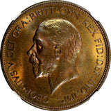 GREAT BRITAIN George V Bronze 1935 1 Penny NGC MS63 RB NICE TONING KM# 838 (03)