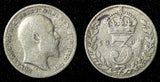 Great Britain Edward VII Silver 1907 3 Pence KM# 797.2 (28 217)