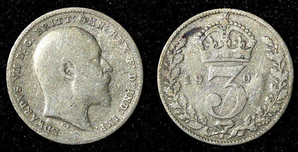 Great Britain Edward VII Silver 1907 3 Pence KM# 797.2 (28 217)