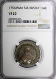 Russia Elizabeth Silver 1752 MMD MB Polupoltinnik NGC VF20 SCARCE C# 17a (36)