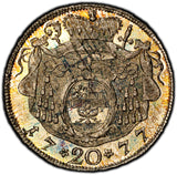 AUSTRIA SALZBURG Silver 1777 M 20 Kreuzer PCGS MS66 TOP GRADED RAINBOW KM# 431