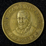 NICARAGUA Brass 1943 25 CENTAVOS 1 Year Type Philadelphia WWII Scarce KM# 23 (1)