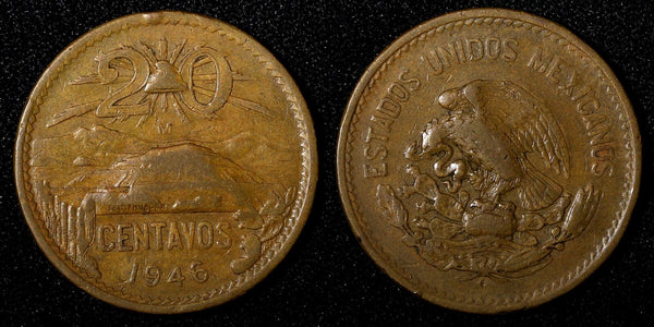 Mexico Bronze 1946 20 Centavos KM# 439 (27 433)