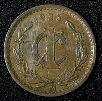MEXICO Bronze 1933 Mo 1 Centavo Better Date  KM# 415 (27 859)