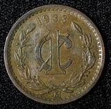 MEXICO Bronze 1933 Mo 1 Centavo Better Date  KM# 415 (27 859)