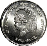 NEPAL SHAH DYNASTY Silver VS2025(1968) 10 Rupee NGC MS66 FAO BU KM# 794 (028)