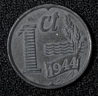 Netherlands German Occupation Zinc 1944 1 Cent WWII ISSUE KEY DATE KM# 170  (7)