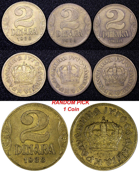 YUGOSLAVIA Petar II 1938 2 Dinara KM# 20 RANDOM PICK (1 COIN ) (24 370)
