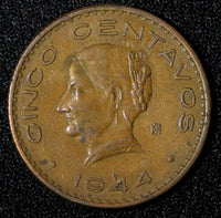 Mexico ESTADOS UNIDOS MEXICANOS Bronze 1944 5 Centavos WWII ISSUE KM# 424 (927)