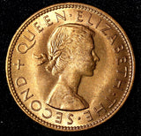New Zealand Elizabeth II Bronze 1962 1 Penny BU KM# 24.2 (28 518)