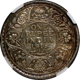 India-British George V Silver 1919 (B) 1 Rupee NGC MS63 MINT LUSTER KM# 524 (31)