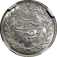 EGYPT Abdul Hamid II Silver AH1293 Year 30 H (1904)  5 Qirsh NGC MS62 KM# 294(2)