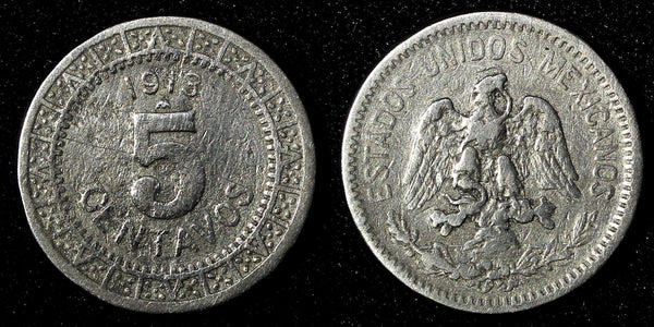 Mexico ESTADOS UNIDOS MEXICANOS Nickel 1913 M 5 Centavos KM# 421 (27 438)